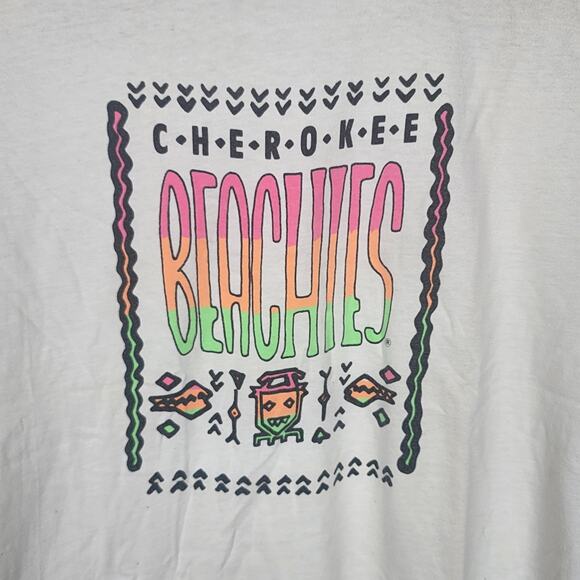 VINTAGE Women's Cherokee Beaches 80s 90s T Shirt Single Stitch XL - Picture 3 of 4